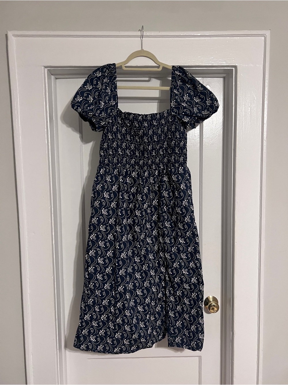 J. Crew Navy Dress with White Floral Print